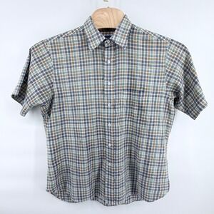 Vintage Pen West Pendleton Plaid Short Sleeve Shirt Mens XL Button Up Blue Green